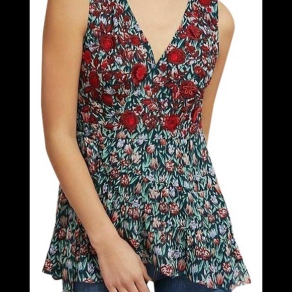 Ranna Gill Posie Embroidered floral Wrap Tie Waist Blouse - Picture 2 of 12